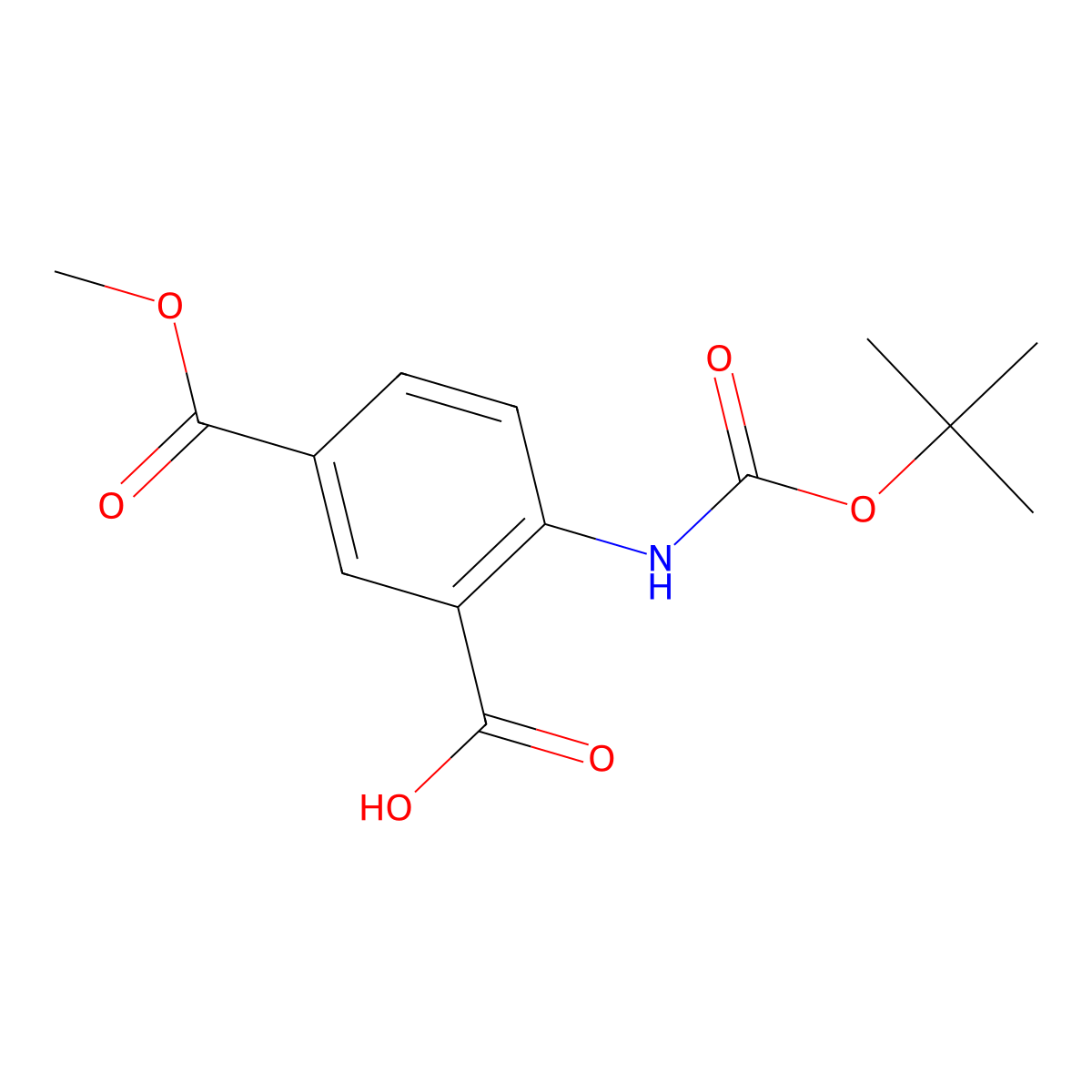 2-{[(Tert-butoxy)carbonyl]amino}-5-(methoxycarbonyl)benzoic acid molecular structure, CAS 616224-63-6