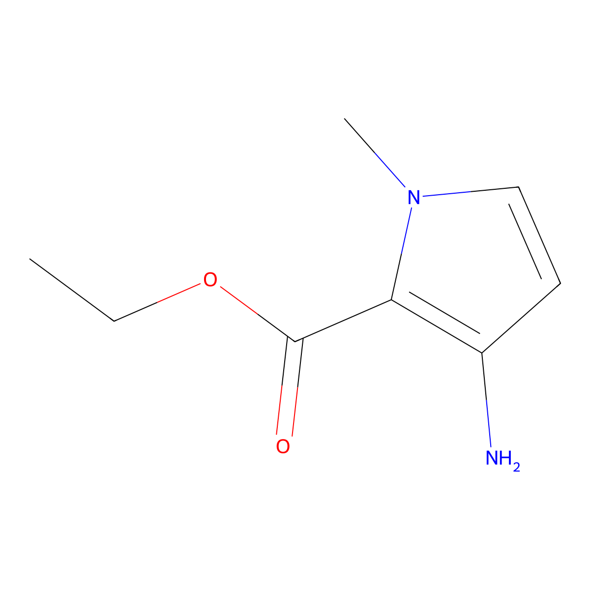 Ethyl 3-amino-1-methyl-1H-pyrrole-2-carboxylate molecular structure, CAS 616225-05-9
