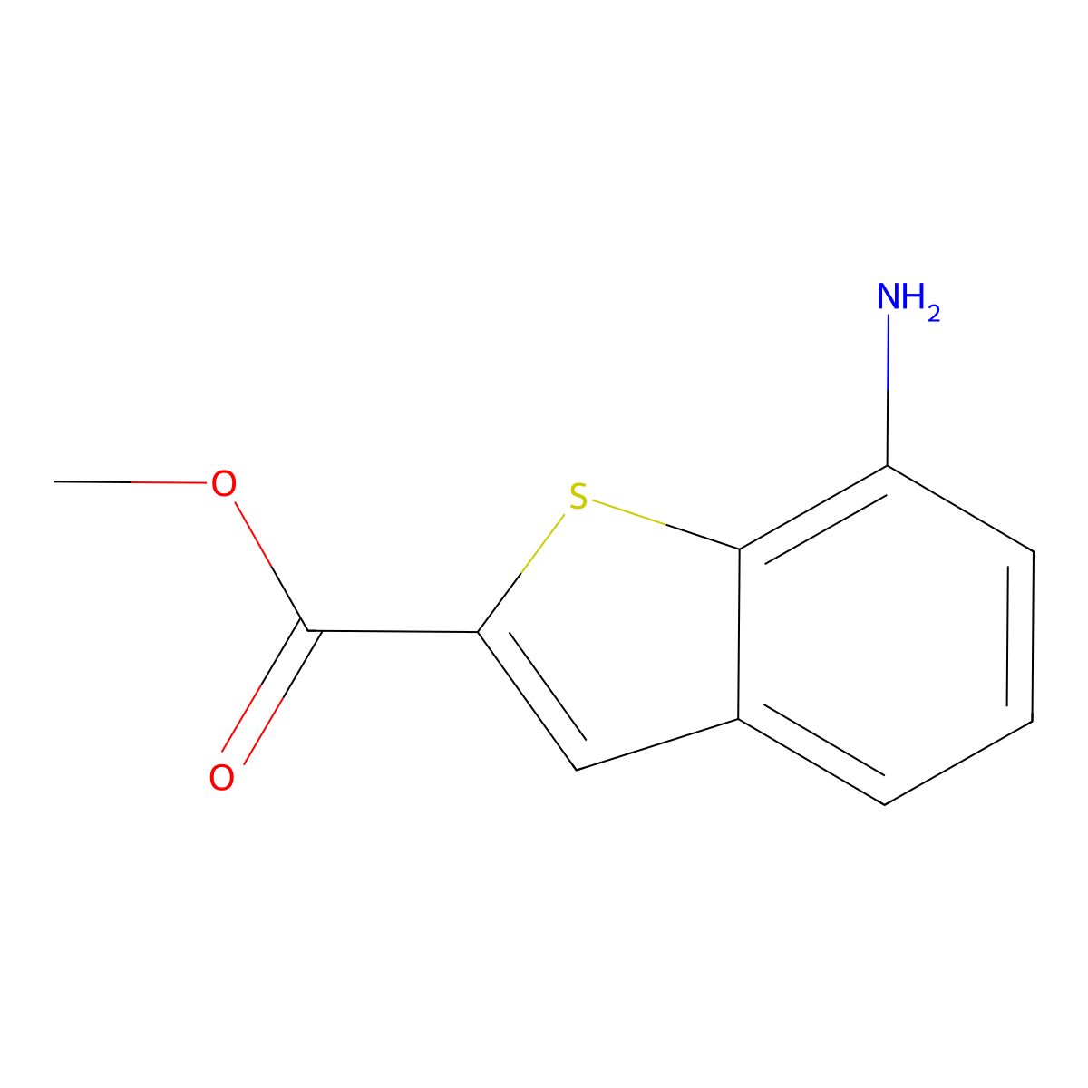 Methyl 7-amino-1-benzothiophene-2-carboxylate molecular structure, CAS 616238-78-9
