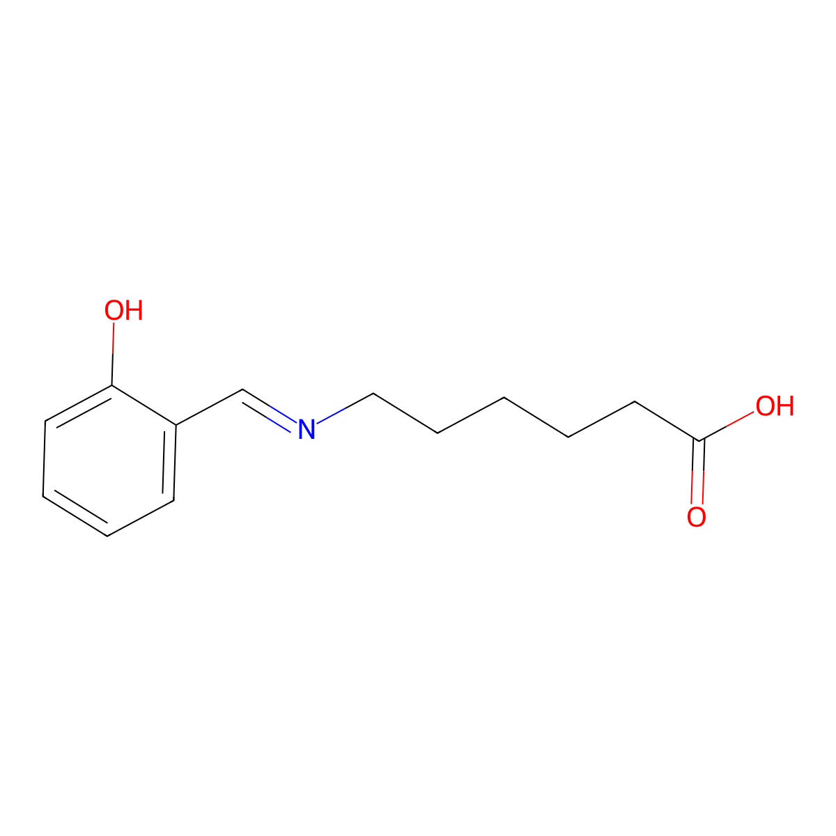 Hexanoic acid, 6-[[(2-hydroxyphenyl)methylene]amino]- molecular structure, CAS 61625-05-6