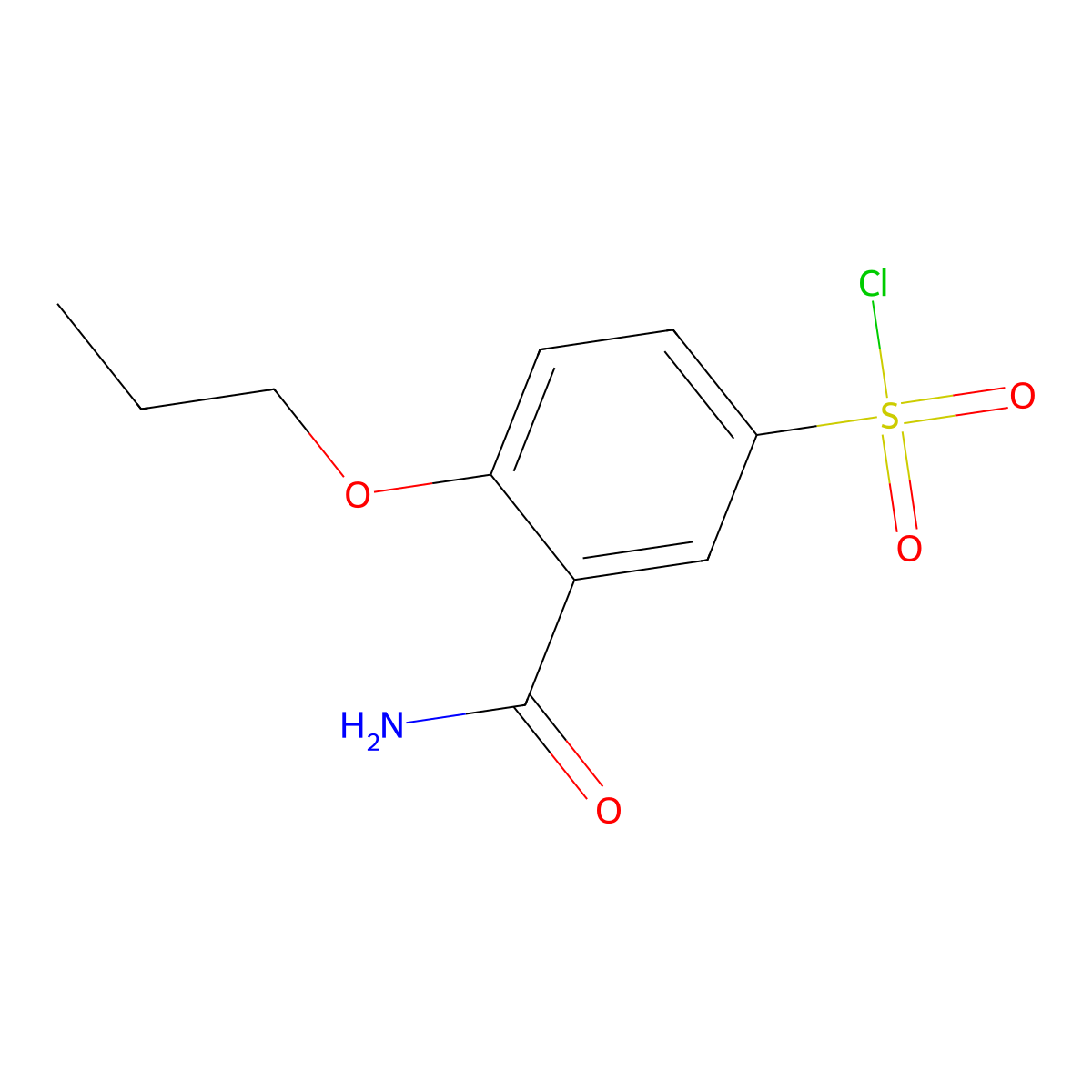 5-Chlorosulphonyl-2-propoxybenzamide molecular structure, CAS 61627-16-5