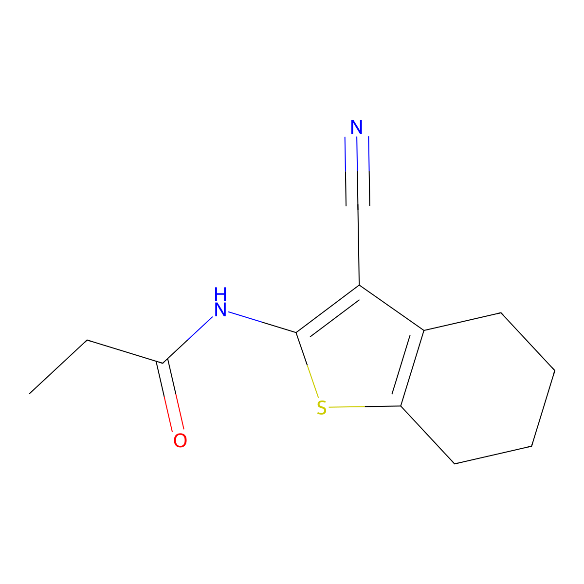 N-(3-Cyano-4,5,6,7-tetrahydrobenzo[b]thiophen-2-yl)propionamide molecular structure, CAS 61627-58-5