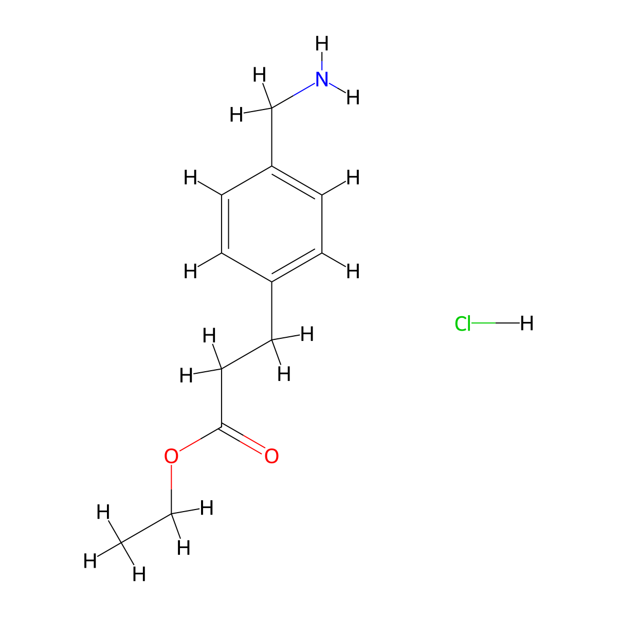 Ethyl 3-(4-(aminomethyl)phenyl)propanoate hydrochloride molecular structure, CAS 61630-10-2