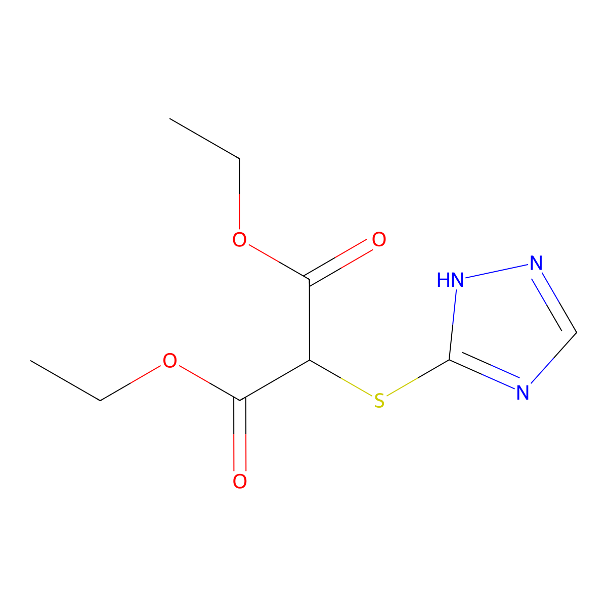 diethyl 2-(1H-1,2,4-triazol-5-ylsulfanyl)propanedioate molecular structure, CAS 61631-36-5