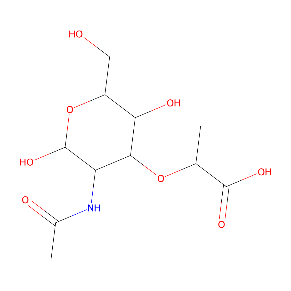 alpha-Muramic acid, N-acetyl- molecular structure, CAS 61633-75-8