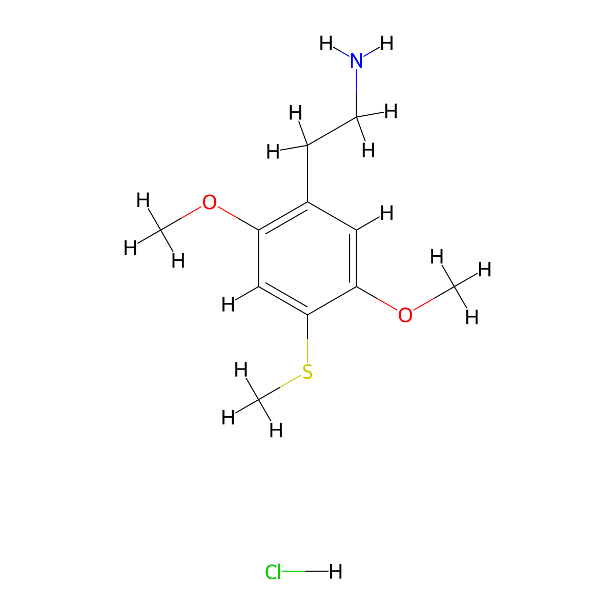 2,5-Dimethoxy-4-methylthiophenethylamine hydrochloride molecular structure, CAS 61638-10-6