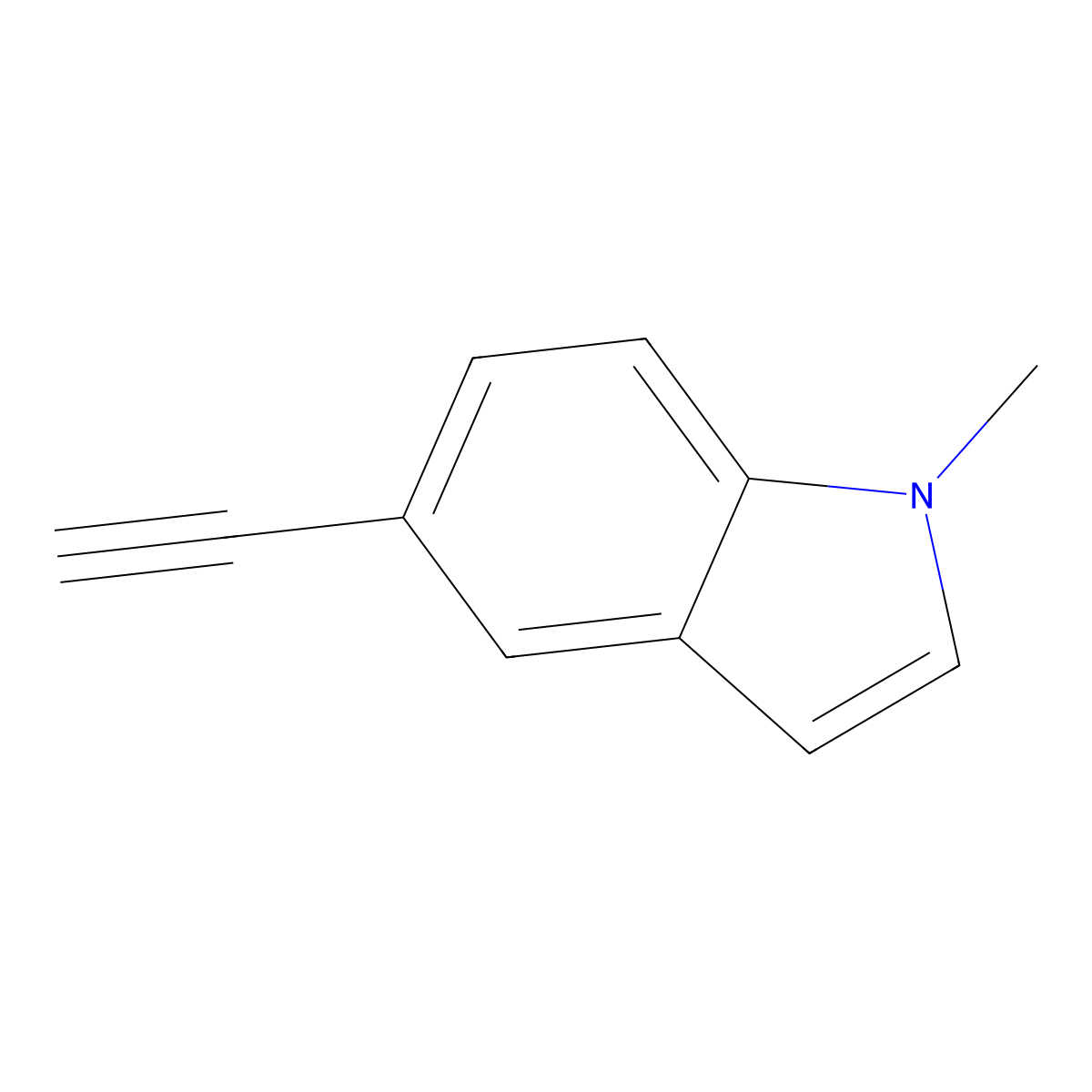 5-ethynyl-1-methyl-1H-indole molecular structure, CAS 61640-21-9