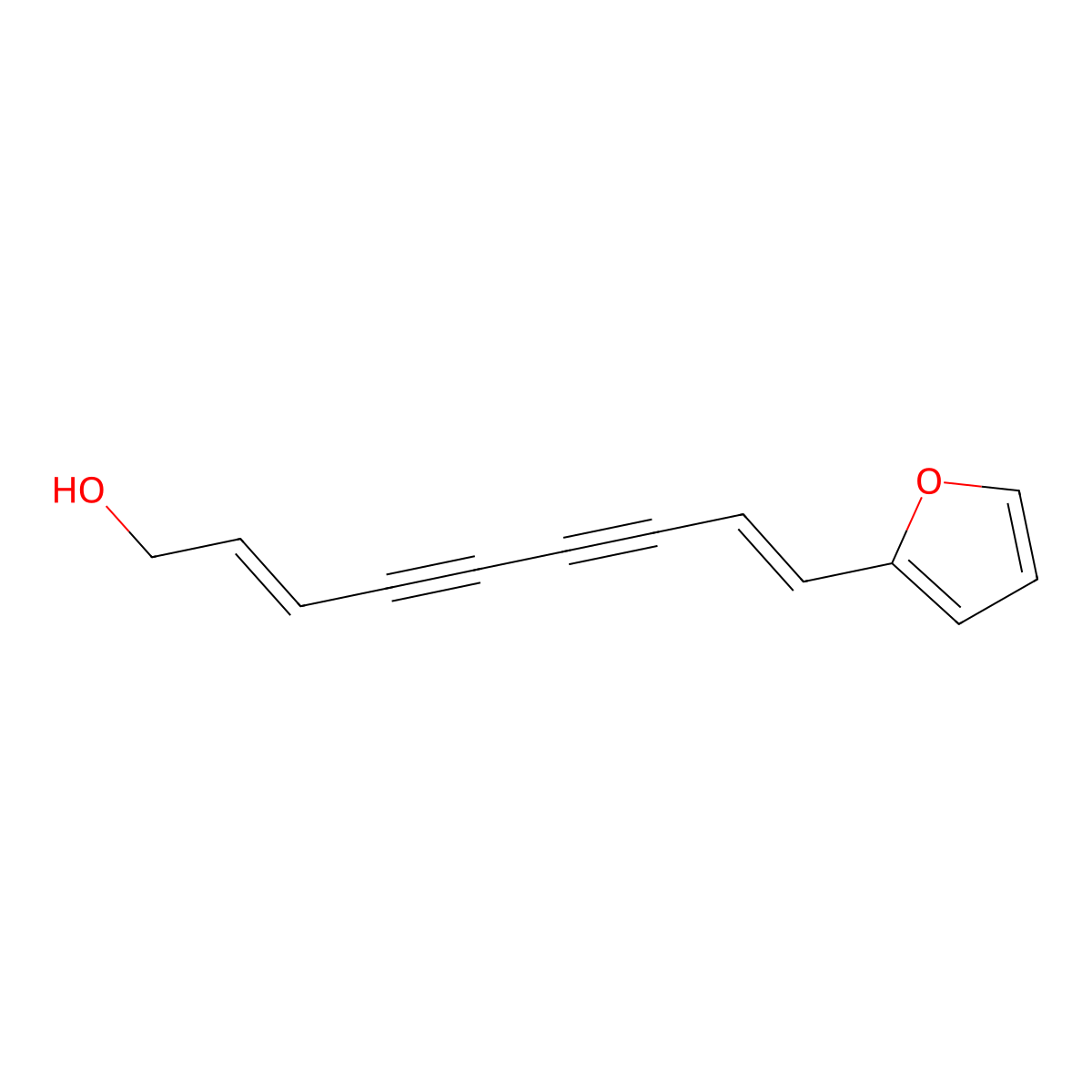 (2E,8E)-9-(furan-2-yl)nona-2,8-dien-4,6-diyn-1-ol molecular structure, CAS 61642-89-5