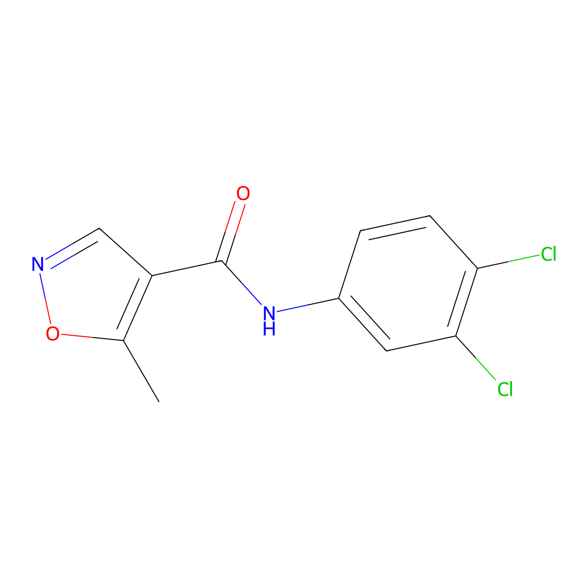 4-Isoxazolecarboxamide, N-(3,4-dichlorophenyl)-5-methyl- molecular structure, CAS 61643-18-3