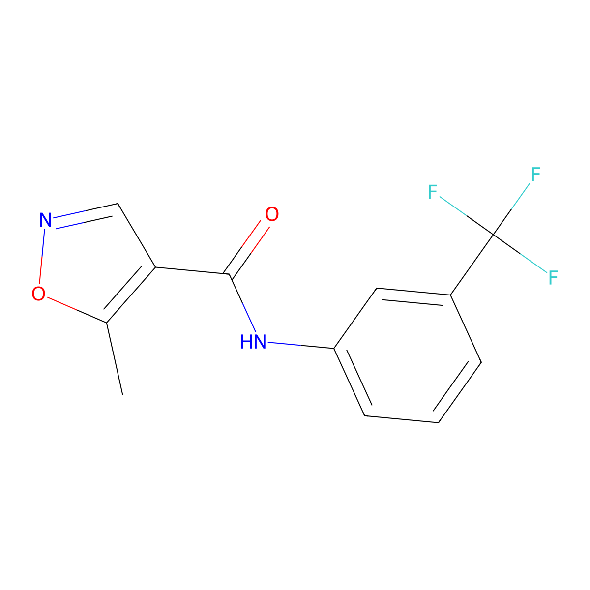 5-Methyl-N-(3-(trifluoromethyl)phenyl)isoxazole-4-carboxamide molecular structure, CAS 61643-23-0