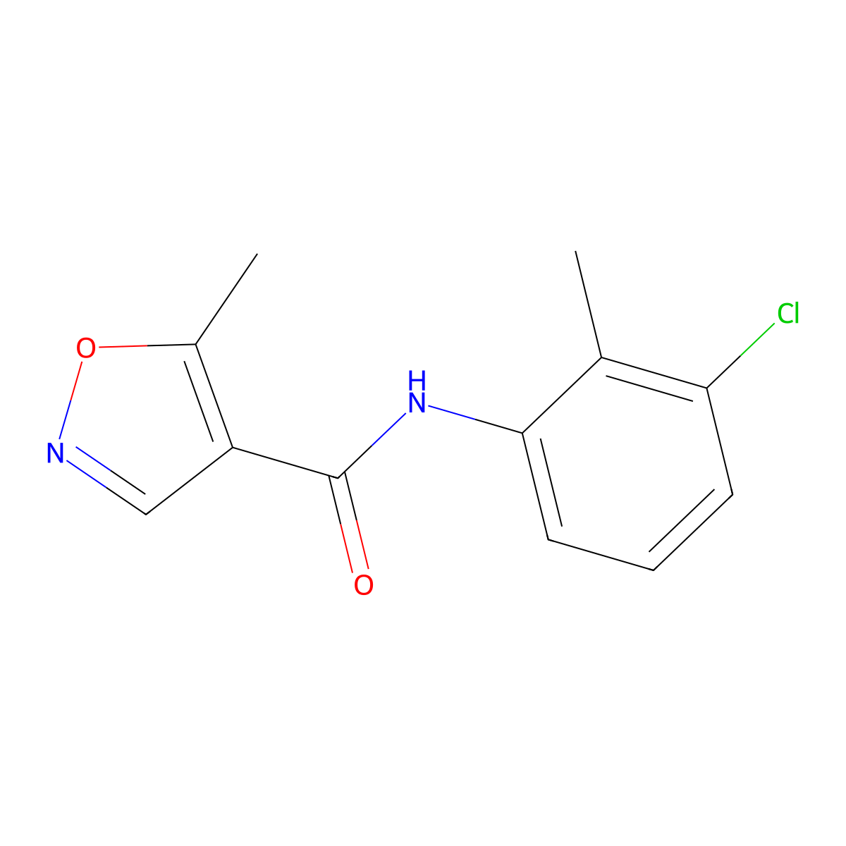 N-(3-chloro-2-methylphenyl)-5-methyl-1,2-oxazole-4-carboxamide molecular structure, CAS 61643-36-5