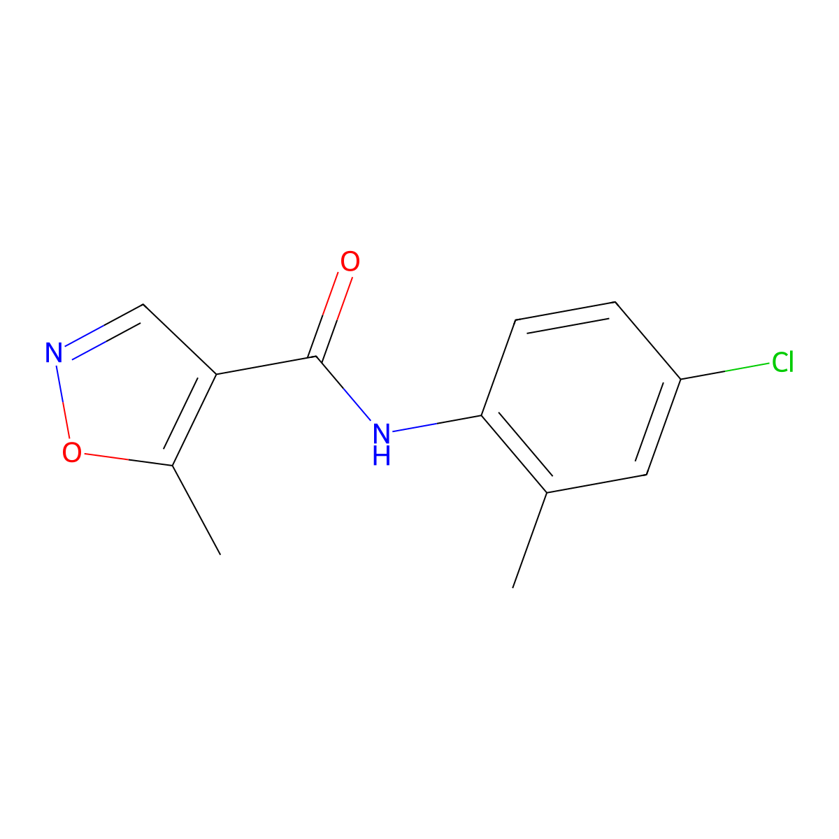 N-(4-Chloro-2-methylphenyl)-5-methyl-1,2-oxazole-4-carboxamide molecular structure, CAS 61643-37-6