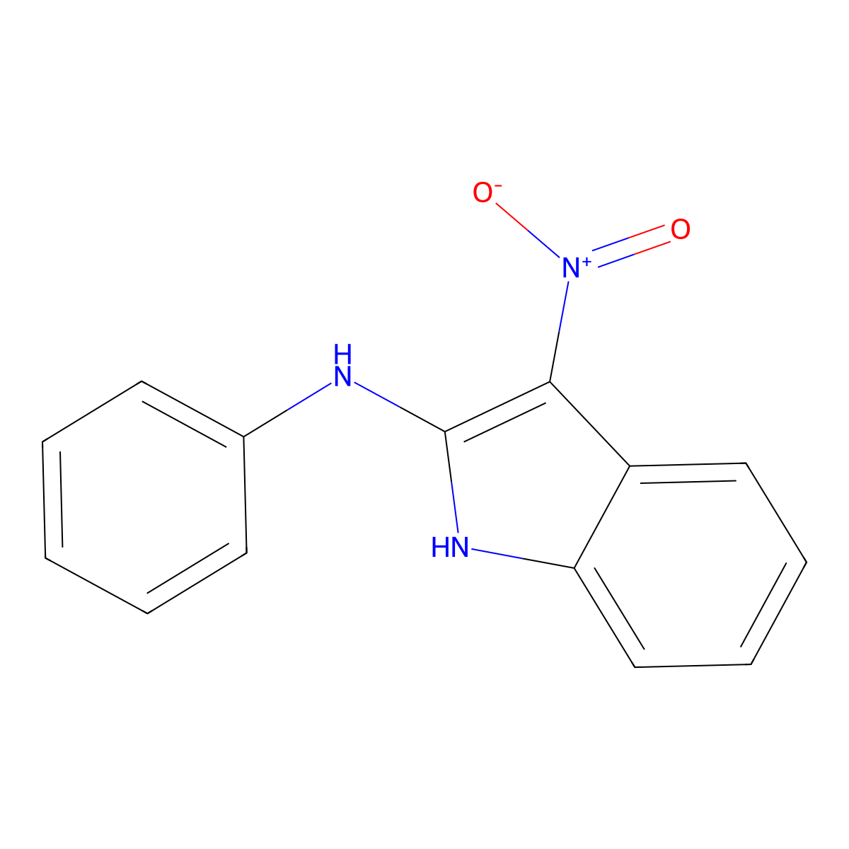 1H-Indol-2-amine, 3-nitro-N-phenyl- molecular structure, CAS 61645-62-3