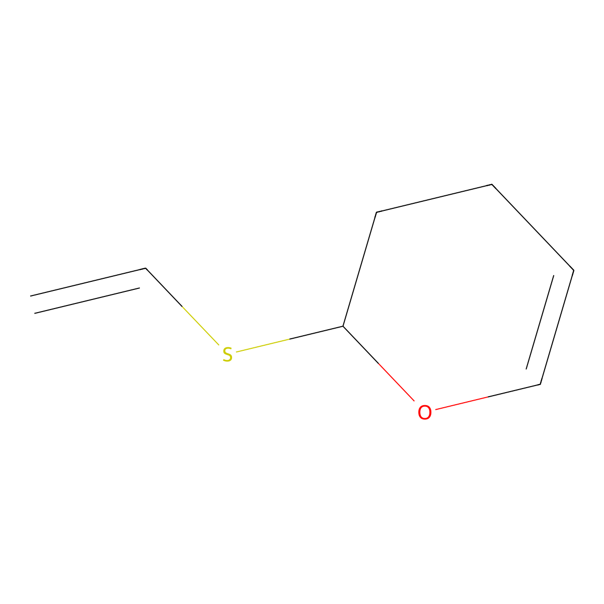 2H-Pyran, 2-(ethenylthio)-3,4-dihydro- molecular structure, CAS 61645-66-7