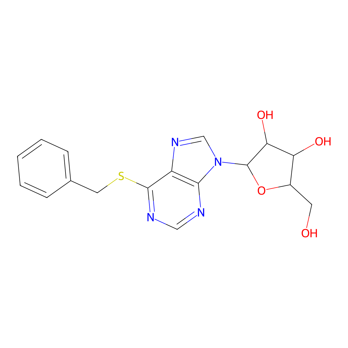 6-Benzylthioinosine molecular structure, CAS 6165-03-3