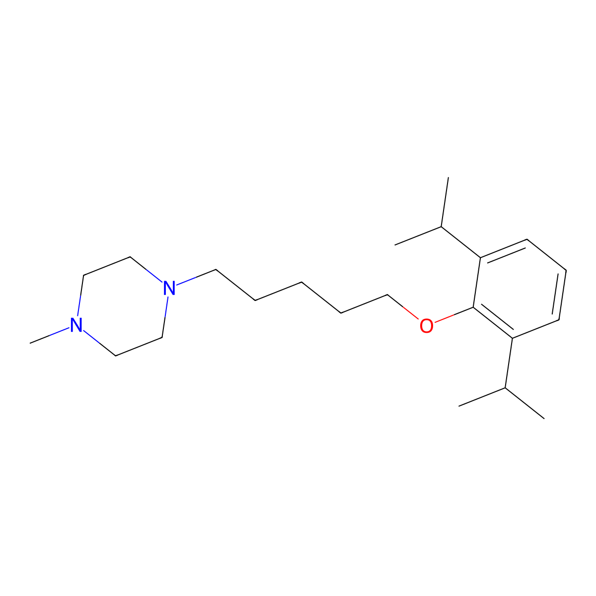 1-[5-[2,6-Di(propan-2-yl)phenoxy]pentyl]-4-methylpiperazine molecular structure, CAS 6165-09-9
