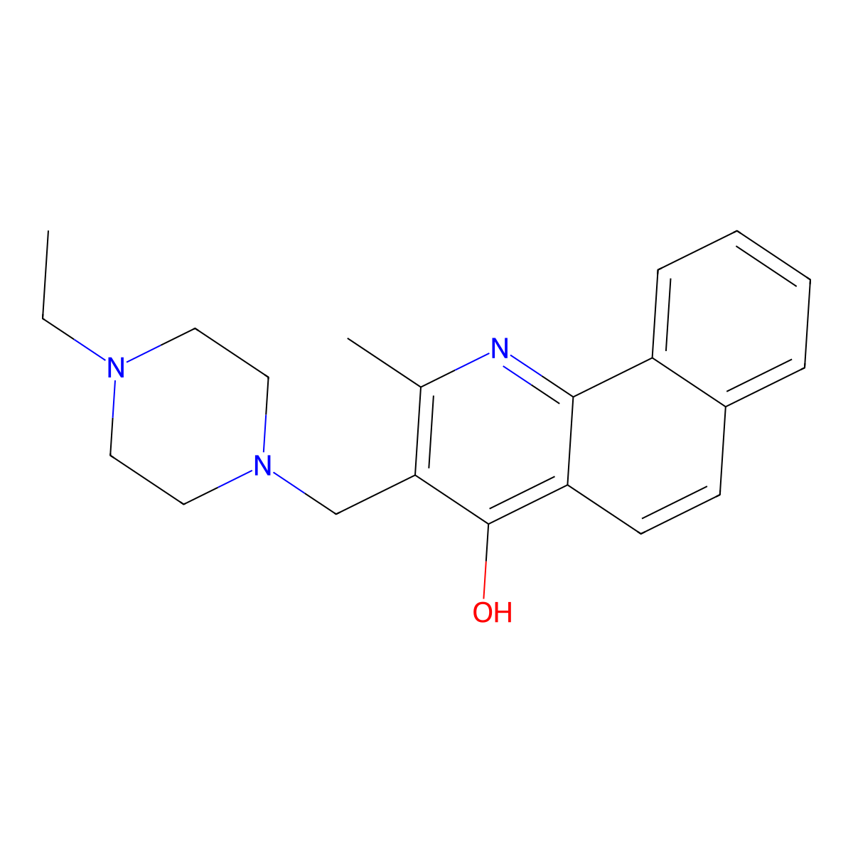 3-[(4-ethylpiperazin-1-yl)methyl]-2-methyl-1H-benzo[h]quinolin-4-one molecular structure, CAS 6165-93-1