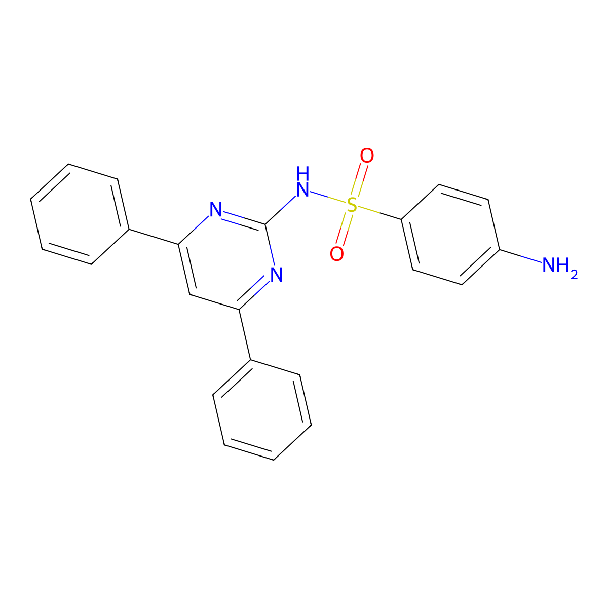 Benzenesulfonamide, 4-amino-N-(4,6-diphenyl-2-pyrimidinyl)- molecular structure, CAS 61654-08-8