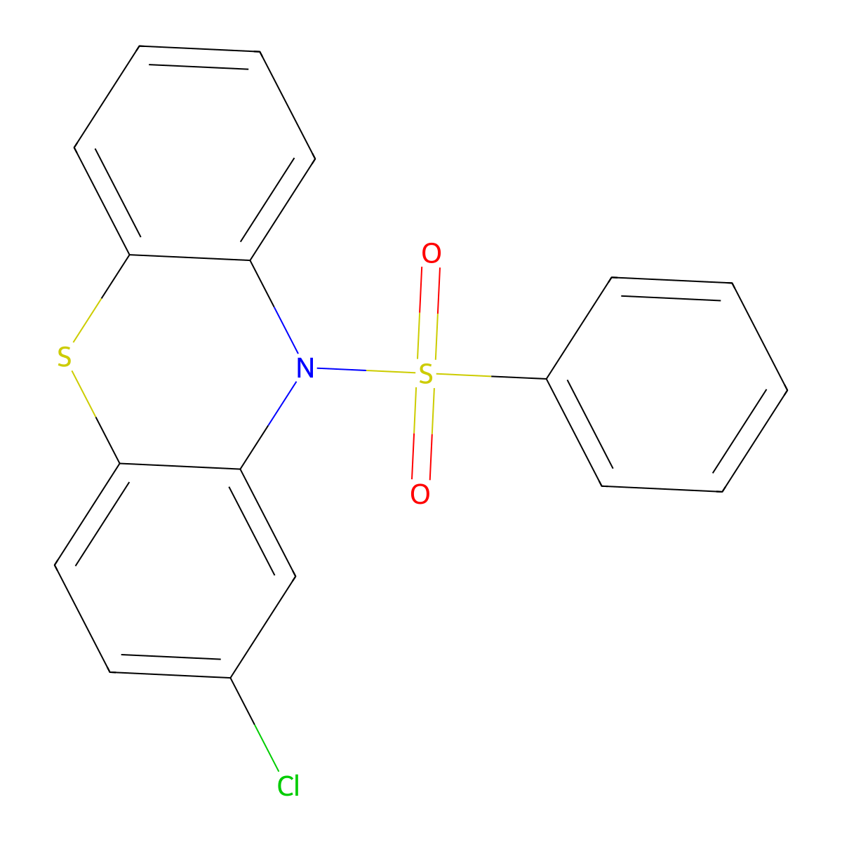 10H-Phenothiazine, 2-chloro-10-(phenylsulfonyl)- molecular structure, CAS 61654-42-0