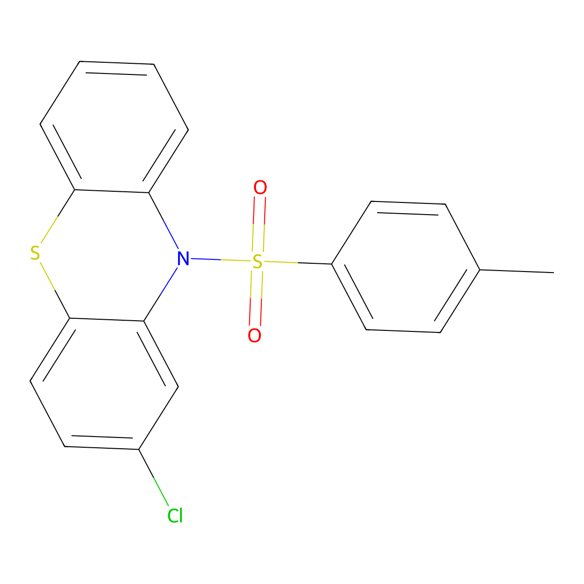 10H-Phenothiazine, 2-chloro-10-[(4-methylphenyl)sulfonyl]- molecular structure, CAS 61654-43-1