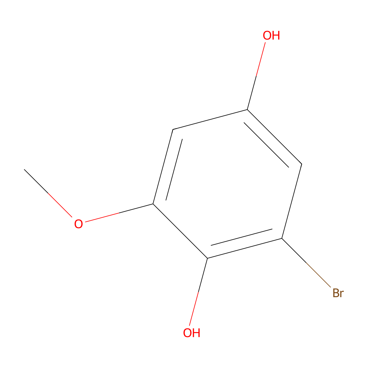 1,4-Benzenediol, 2-bromo-6-methoxy- molecular structure, CAS 61654-67-9