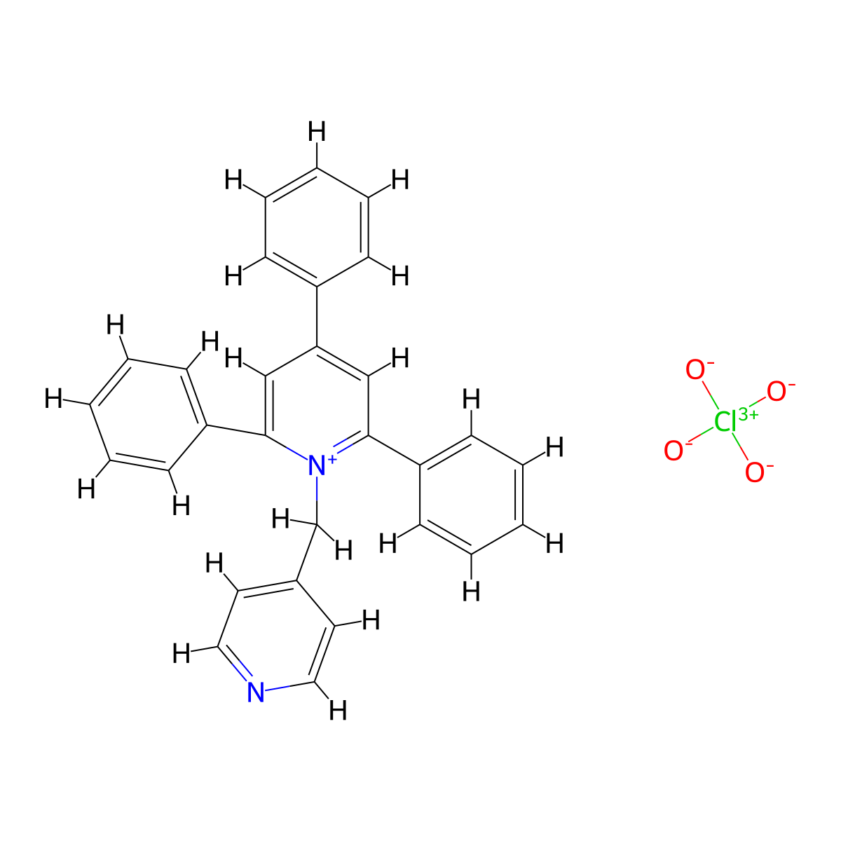 Pyridinium, 2,4,6-triphenyl-1-(4-pyridinylmethyl)-, perchlorate molecular structure, CAS 61655-18-3