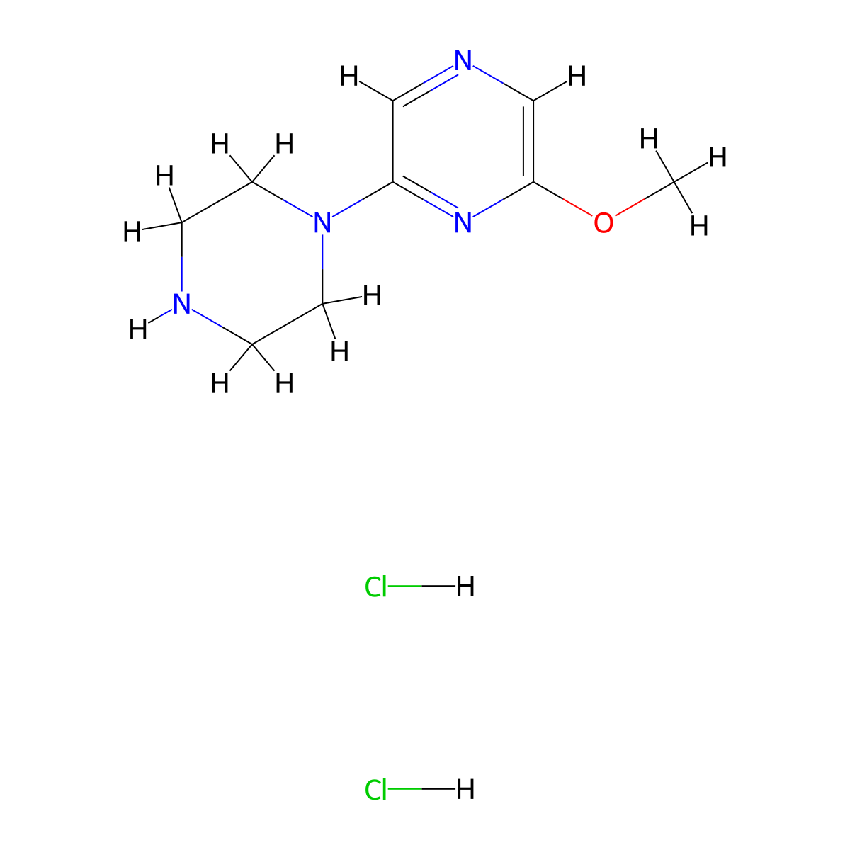 2-Methoxy-6-(piperazin-1-yl)pyrazine dihydrochloride molecular structure, CAS 61655-62-7