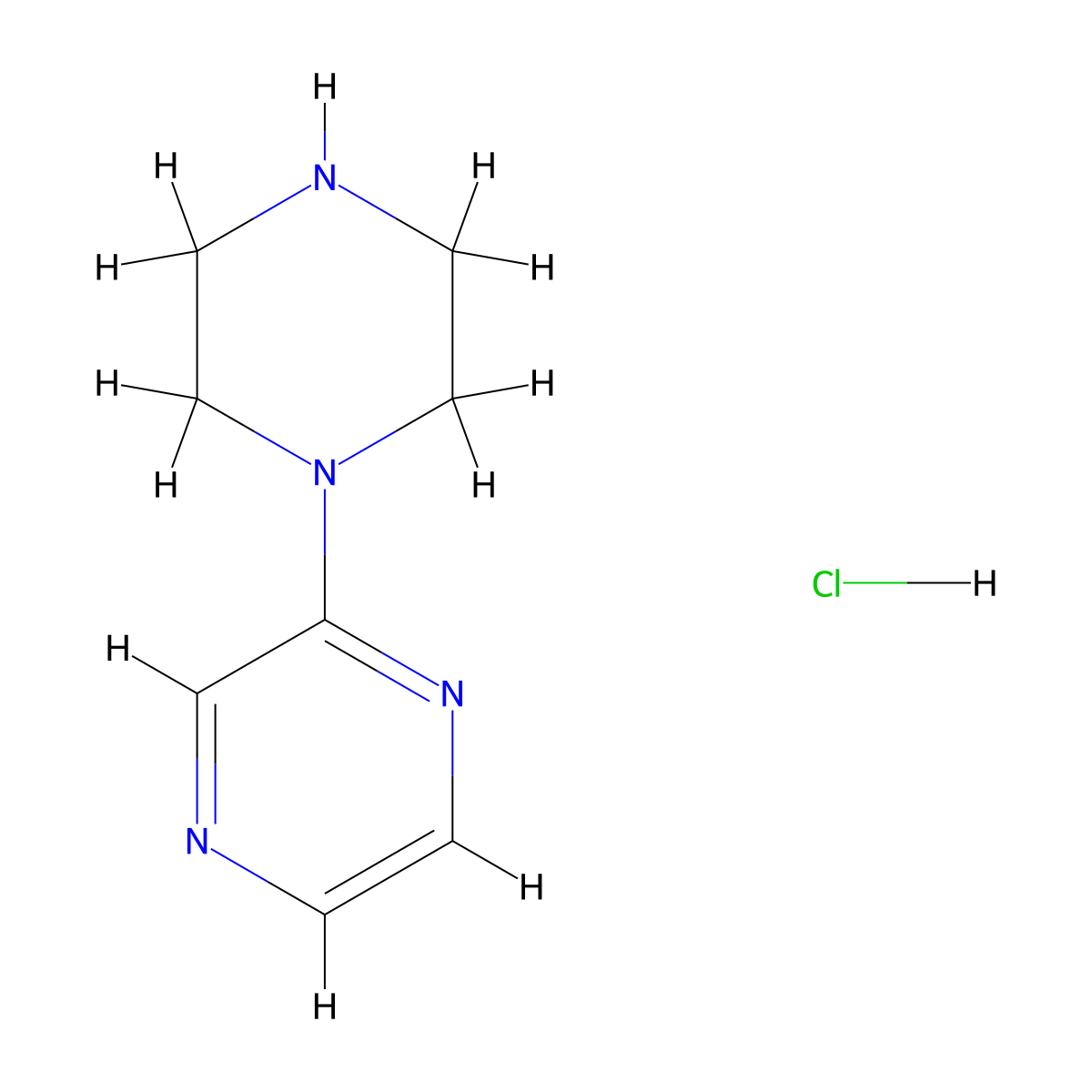 2-(Piperazin-1-yl)pyrazine hydrochloride molecular structure, CAS 61655-78-5