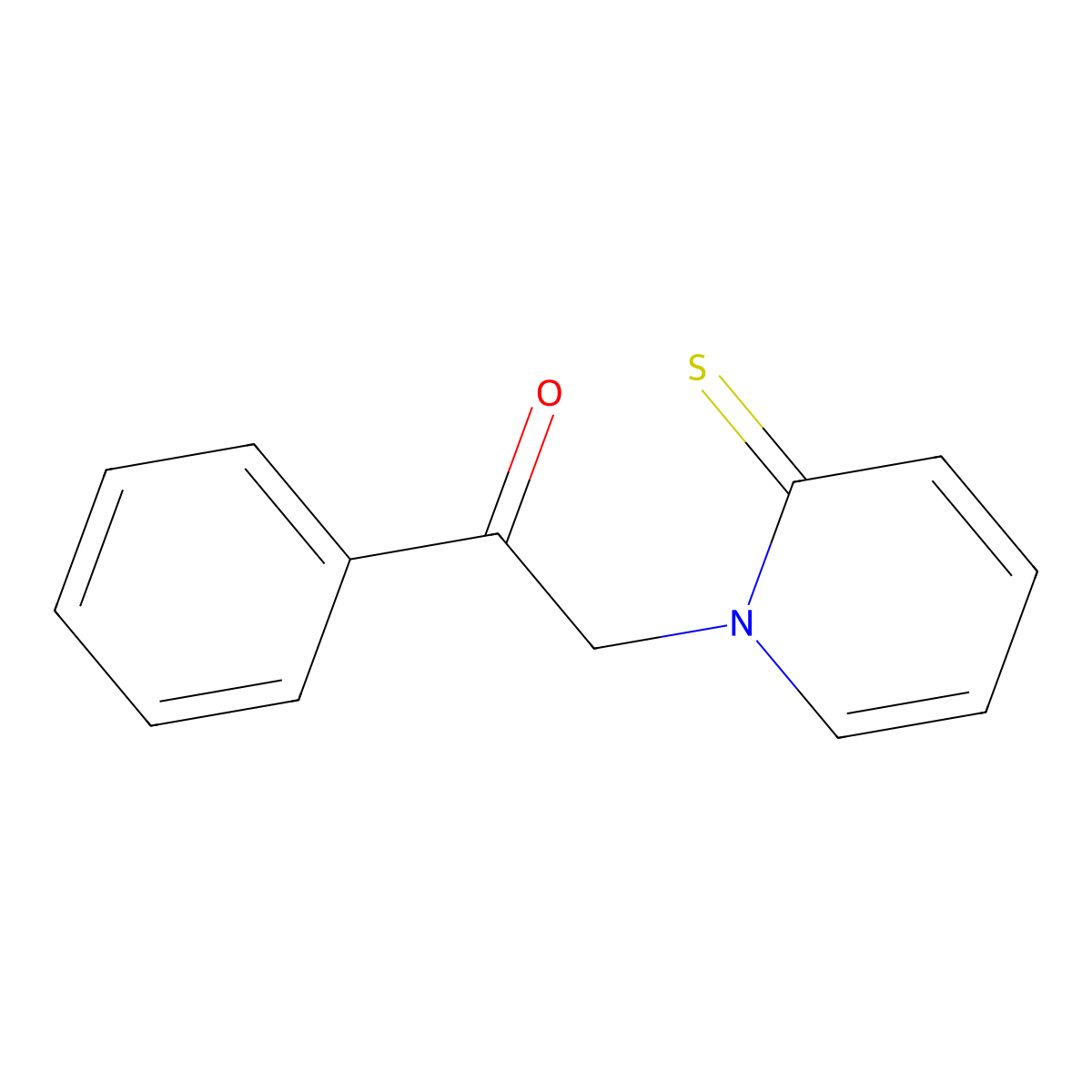 Ethanone, 1-phenyl-2-(2-thioxo-1(2H)-pyridinyl)- molecular structure, CAS 61657-02-1
