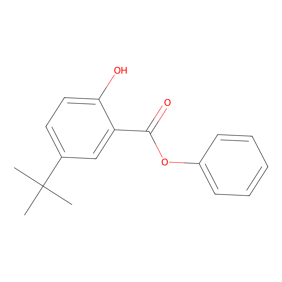 Phenyl 5-tert-butyl-2-hydroxybenzoate molecular structure, CAS 61658-78-4