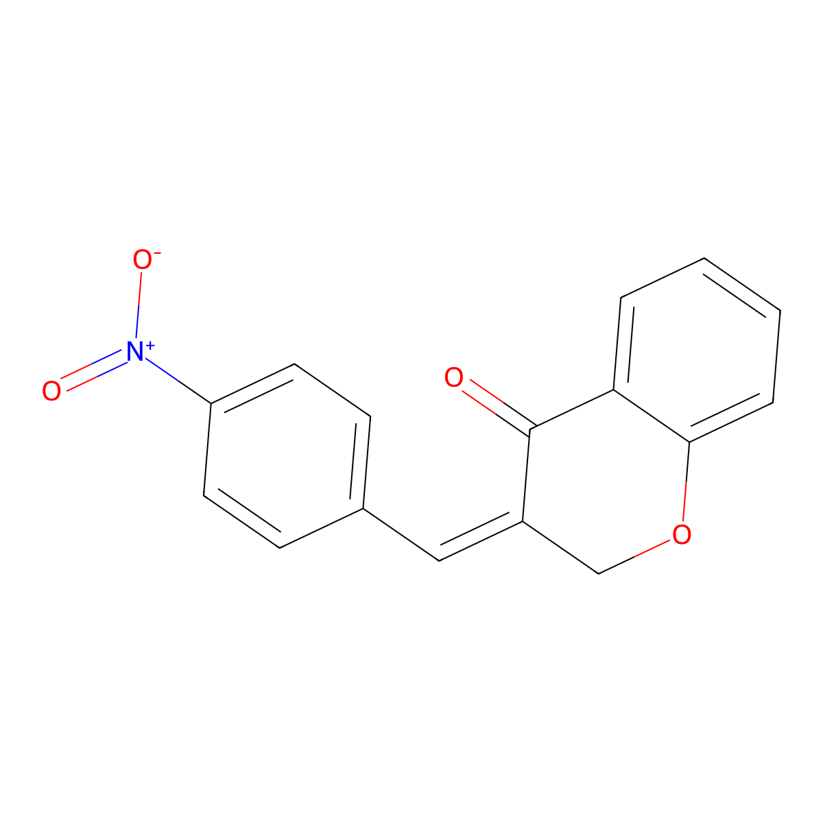 4H-1-Benzopyran-4-one, 2,3-dihydro-3-[(4-nitrophenyl)methylene]- molecular structure, CAS 61661-21-0