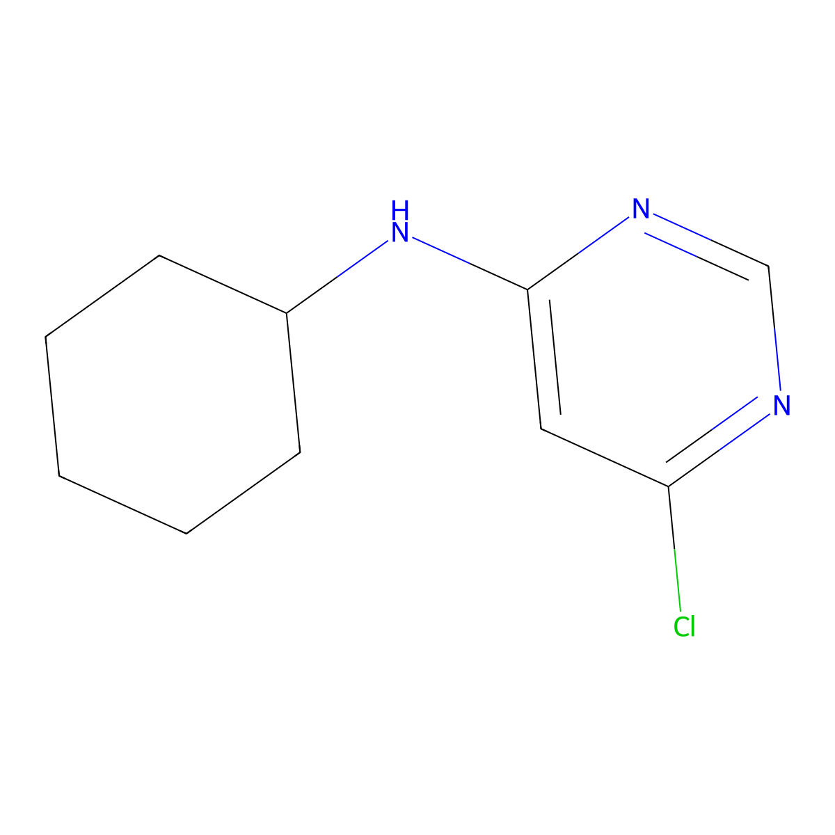6-Chloro-N-cyclohexylpyrimidin-4-amine molecular structure, CAS 61667-11-6