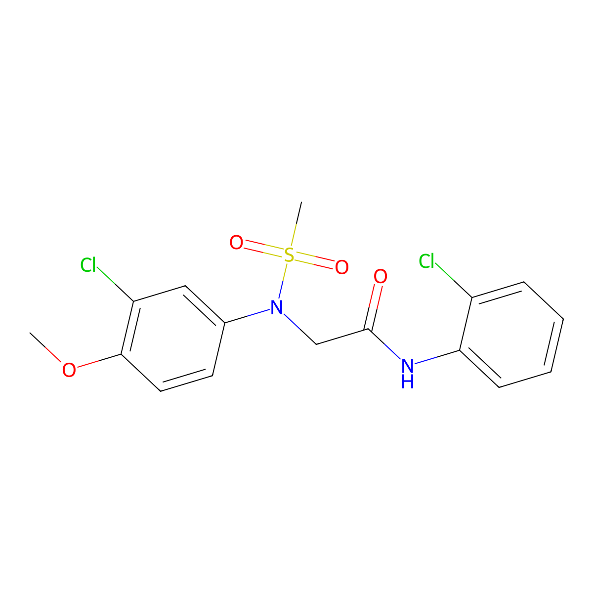 2-(3-chloro-4-methoxy-N-methylsulfonylanilino)-N-(2-chlorophenyl)acetamide molecular structure, CAS 6167-14-2