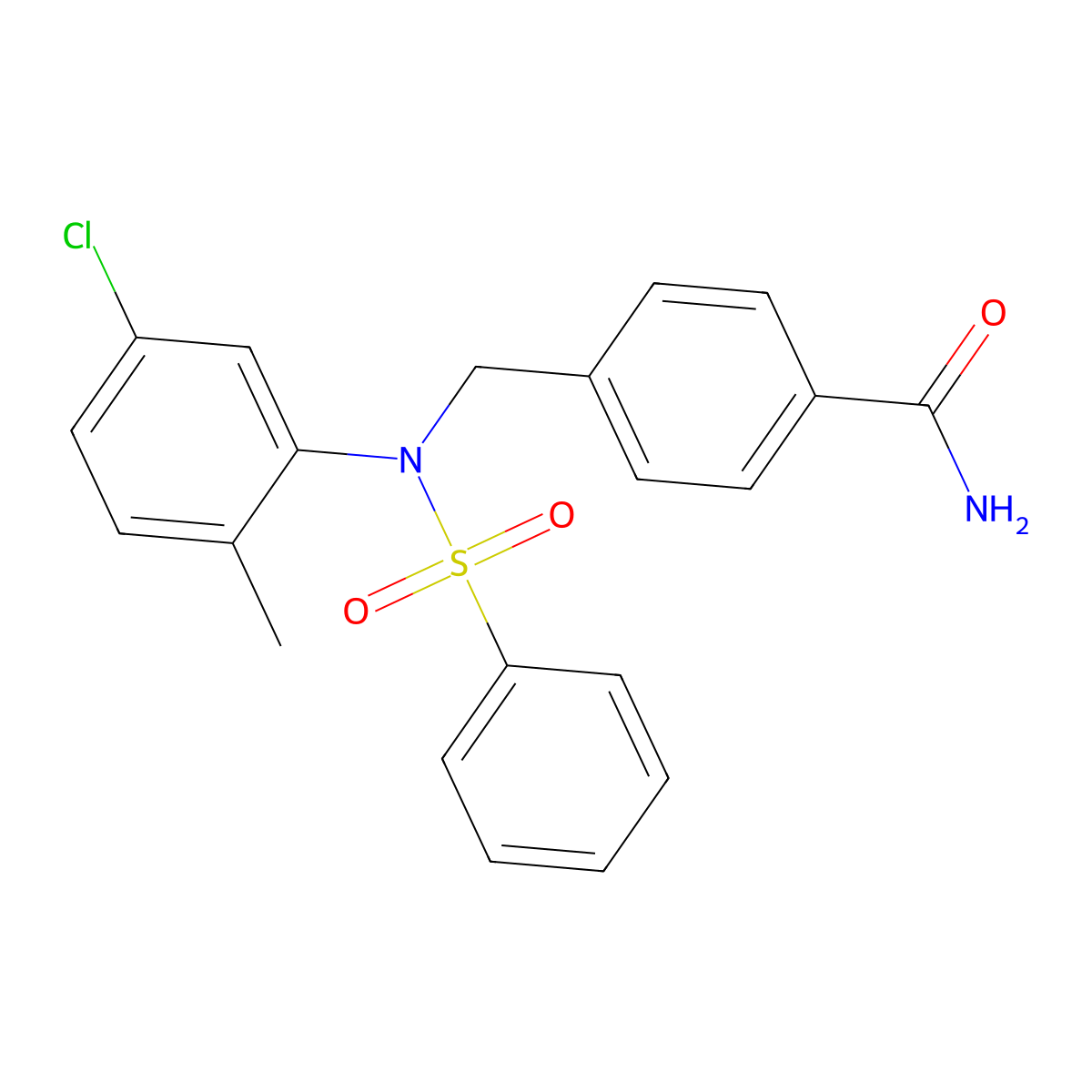 4-{[(Benzenesulfonyl)(5-chloro-2-methylphenyl)amino]methyl}benzamide molecular structure, CAS 6167-34-6