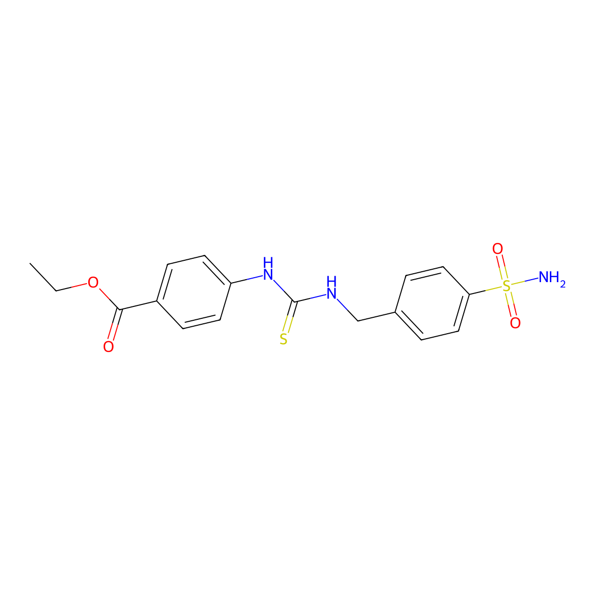 Ethyl 4-({[(4-sulfamoylphenyl)methyl]carbamothioyl}amino)benzoate molecular structure, CAS 6167-62-0