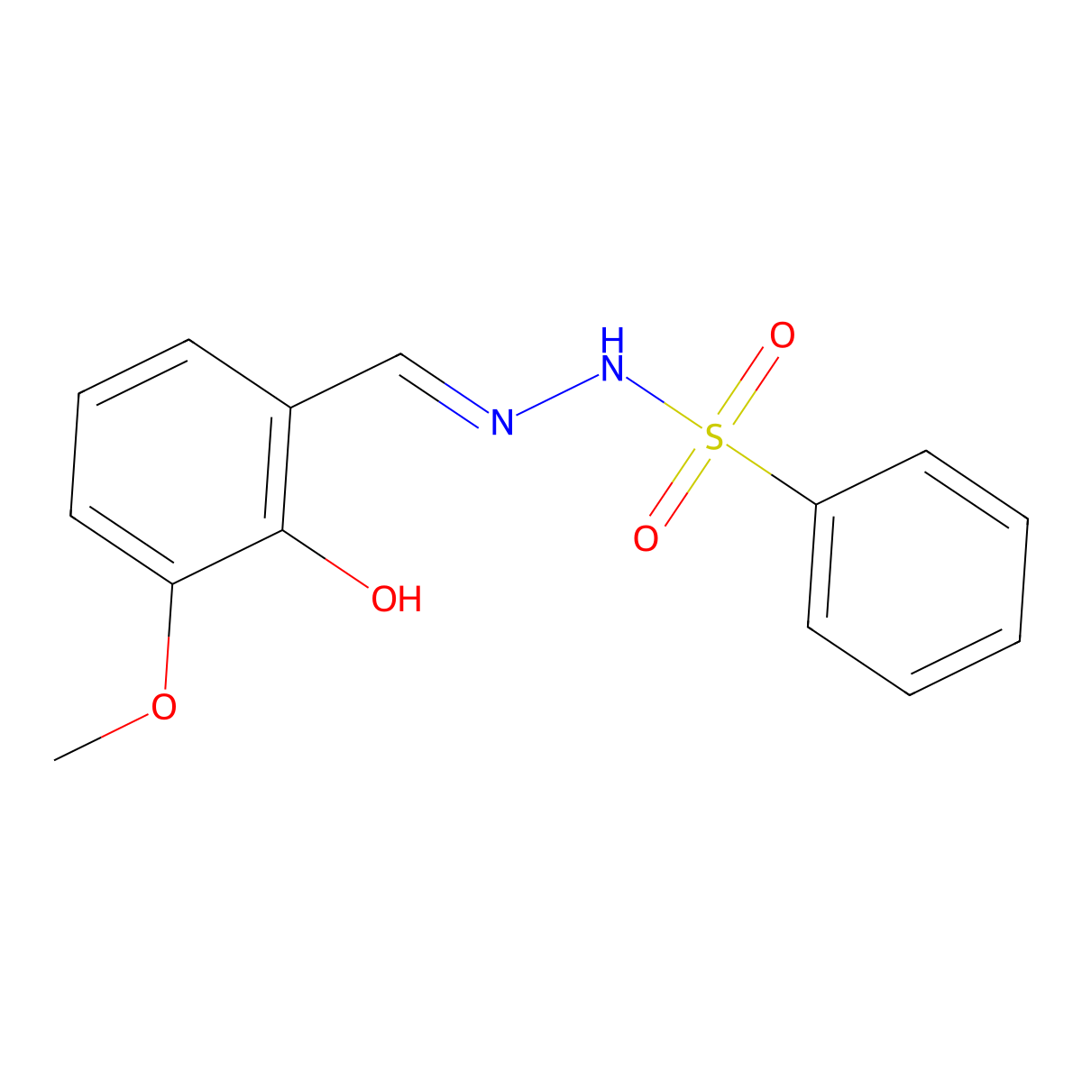 N-[(2-hydroxy-3-methoxyphenyl)methylideneamino]benzenesulfonamide molecular structure, CAS 6167-73-3