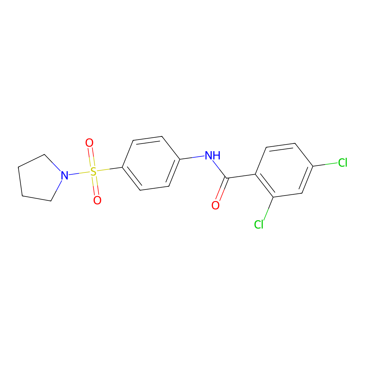 2,4-dichloro-N-[4-(1-pyrrolidinylsulfonyl)phenyl]benzamide molecular structure, CAS 6167-85-7