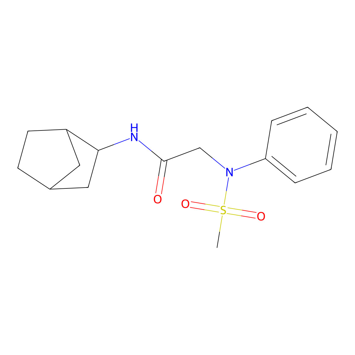 N-Bicyclo[2.2.1]heptan-2-yl-N~2~-(methanesulfonyl)-N~2~-phenylglycinamide molecular structure, CAS 6168-11-2