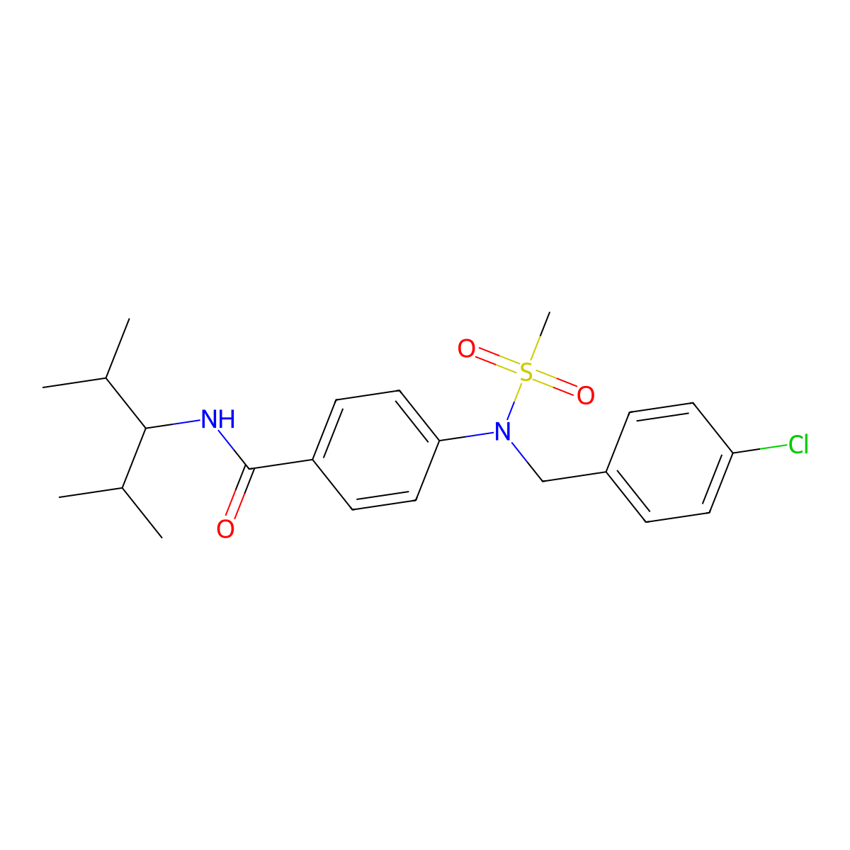 4-[(4-chlorophenyl)methyl-methylsulfonylamino]-N-(2,4-dimethylpentan-3-yl)benzamide molecular structure, CAS 6168-27-0