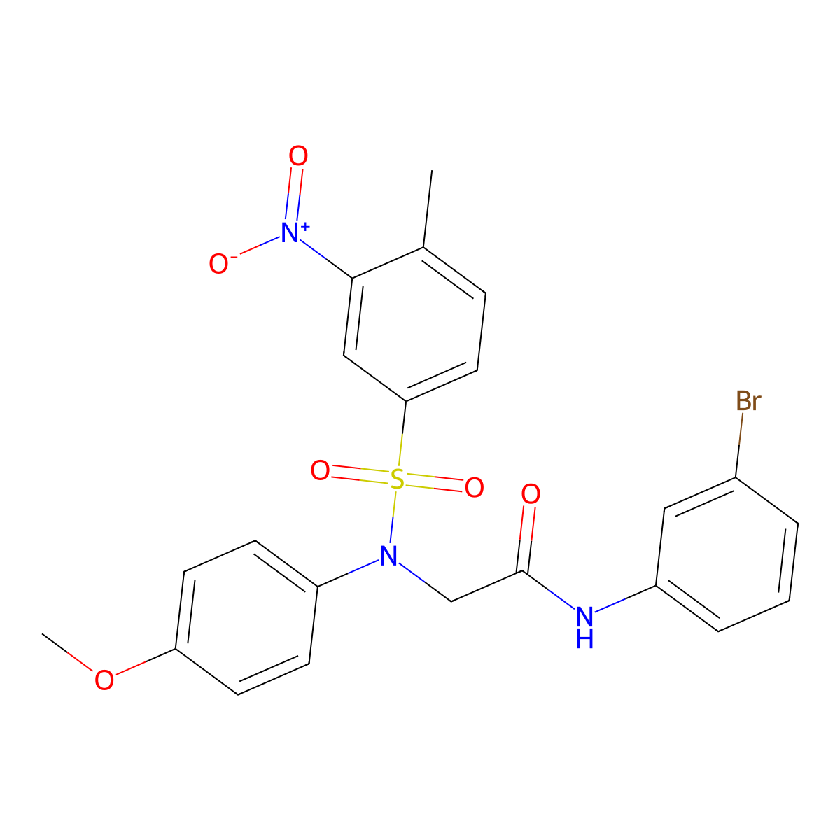 N-(3-bromophenyl)-2-(4-methoxy-N-(4-methyl-3-nitrophenyl)sulfonylanilino)acetamide molecular structure, CAS 6168-52-1