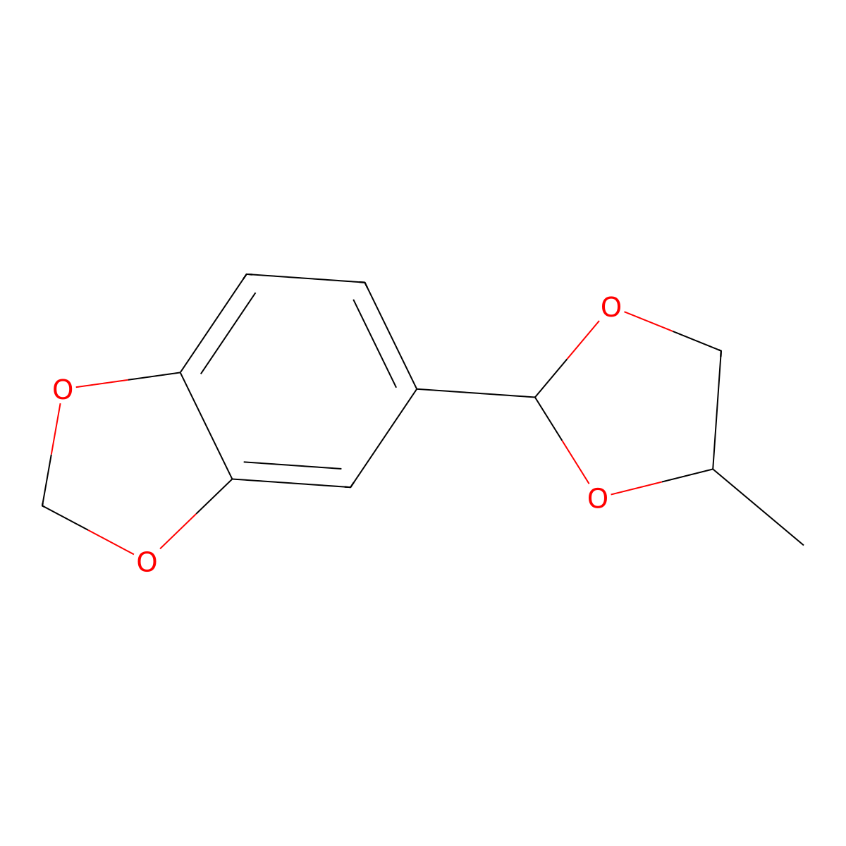 Piperonal propyleneglycol acetal molecular structure, CAS 61683-99-6