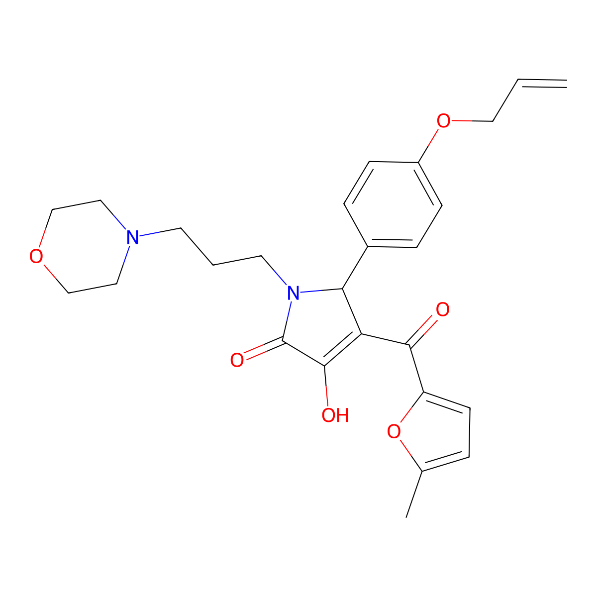 3-hydroxy-4-(5-methylfuran-2-carbonyl)-1-[3-(morpholin-4-yl)propyl]-5-[4-(prop-2-en-1-yloxy)phenyl]-2,5-dihydro-1H-pyrrol-2-one molecular structure, CAS 616858-97-0