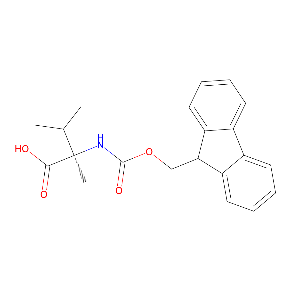 (R)-2-((((9H-Fluoren-9-yl)methoxy)carbonyl)amino)-2,3-dimethylbutanoic acid molecular structure, CAS 616867-28-8