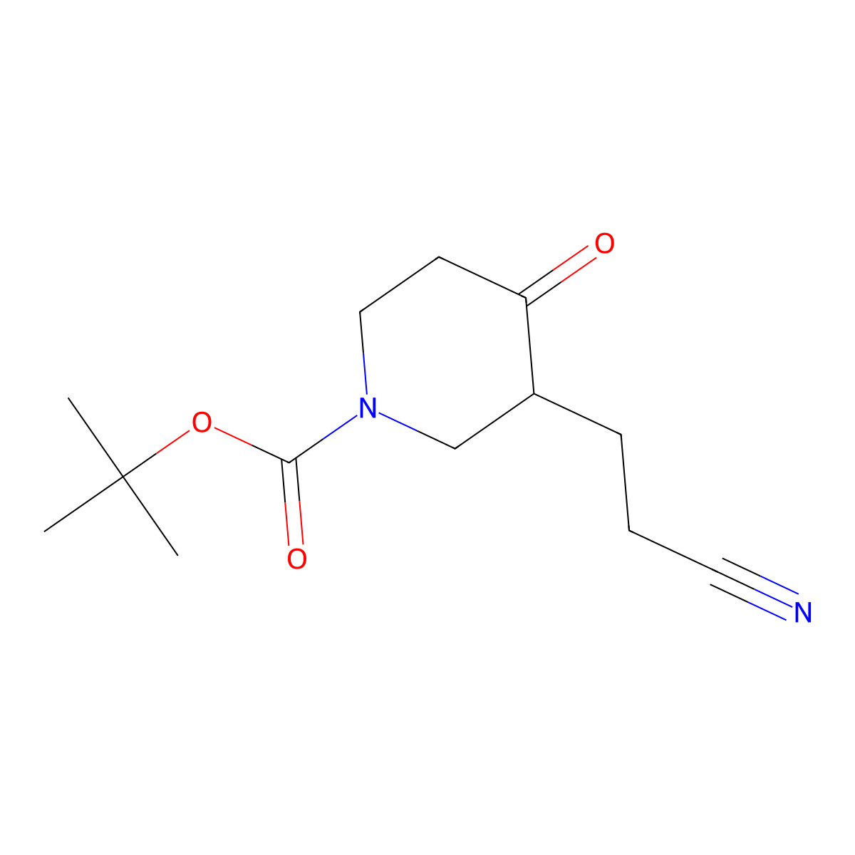 tert-Butyl 3-(2-cyanoethyl)-4-oxopiperidine-1-carboxylate molecular structure, CAS 616875-89-9
