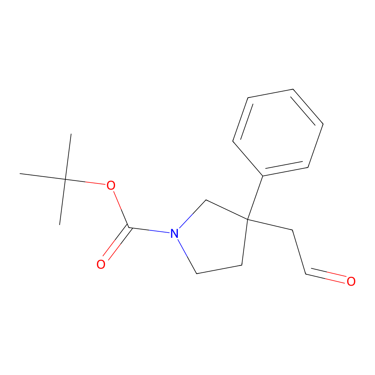 Tert-butyl 3-(2-oxoethyl)-3-phenylpyrrolidine-1-carboxylate molecular structure, CAS 616888-34-7