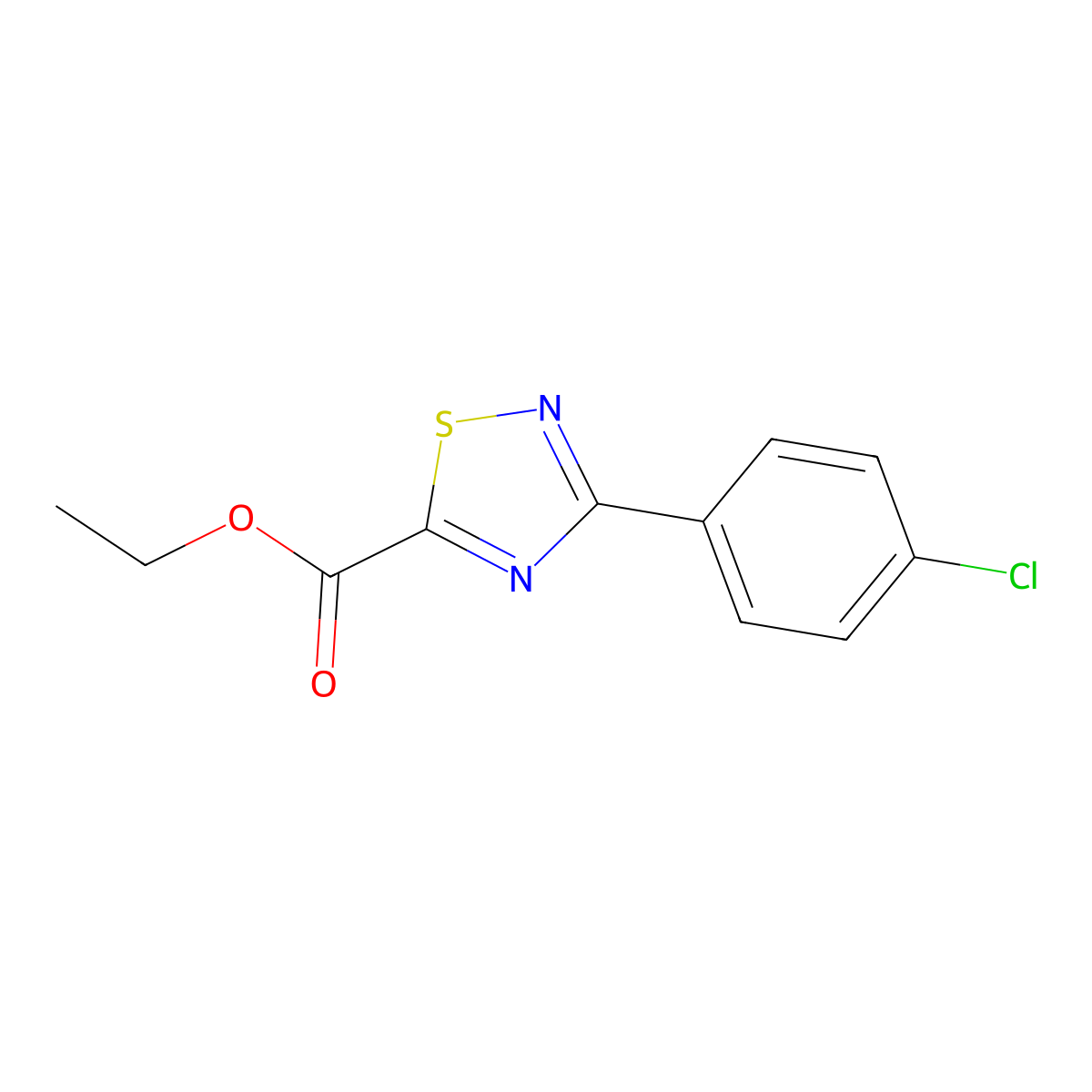 Ethyl 3-(4-chlorophenyl)-1,2,4-thiadiazole-5-carboxylate molecular structure, CAS 61689-39-2