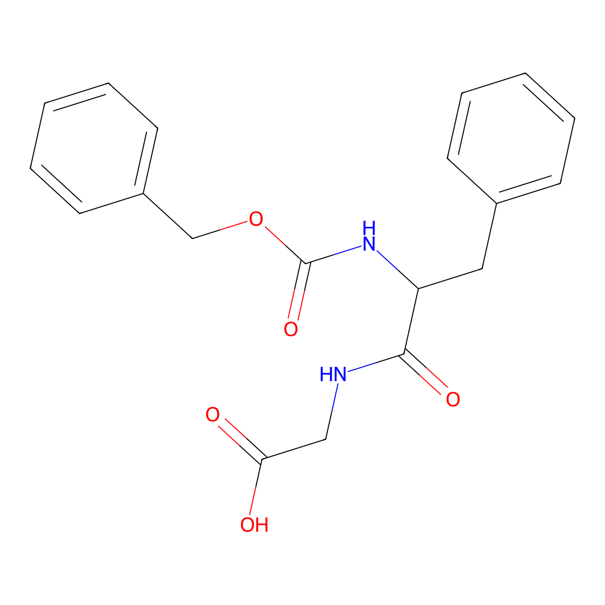 Carbobenzoxyphenylalanylglycine molecular structure, CAS 6169-26-2