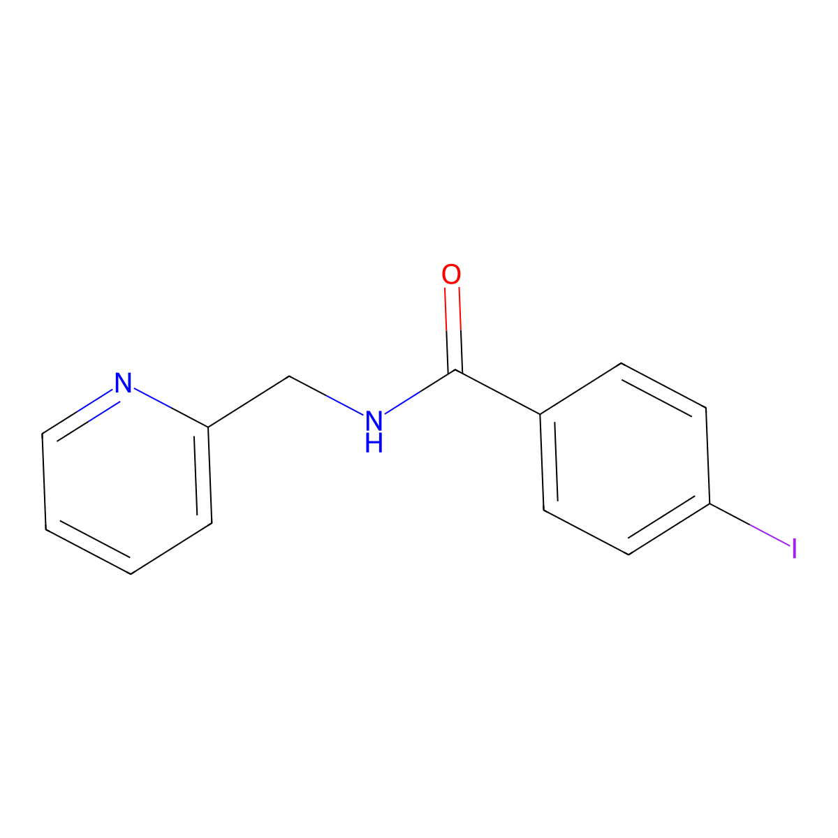 4-iodo-N-(pyridin-2-ylmethyl)benzamide molecular structure, CAS 6169-49-9