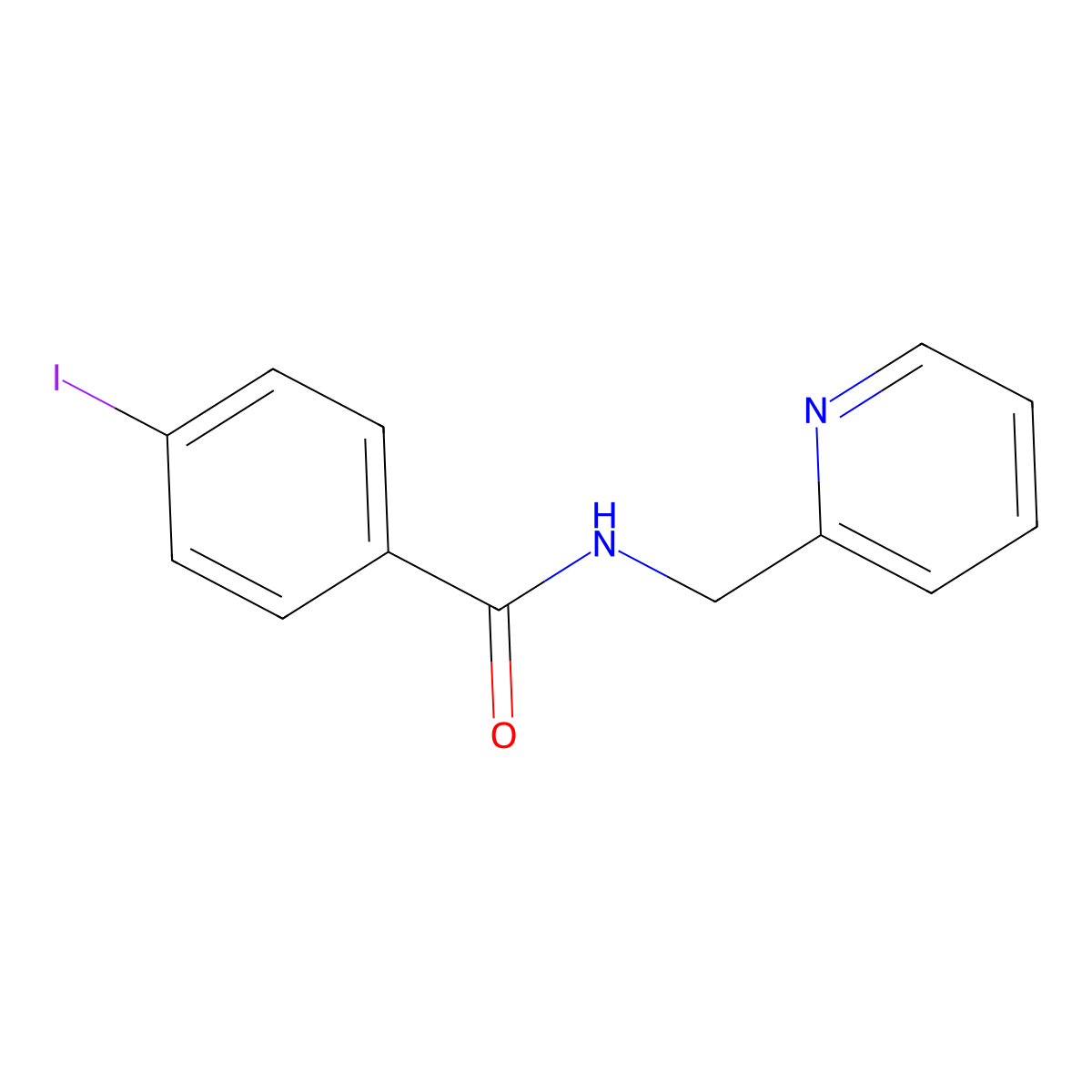 4-iodo-N-(pyridin-2-ylmethyl)benzamide molecular structure, CAS 6169-49-9