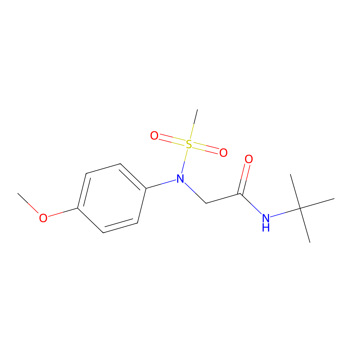 N-tert-butyl-2-(4-methoxy-N-methylsulfonylanilino)acetamide molecular structure, CAS 6169-58-0